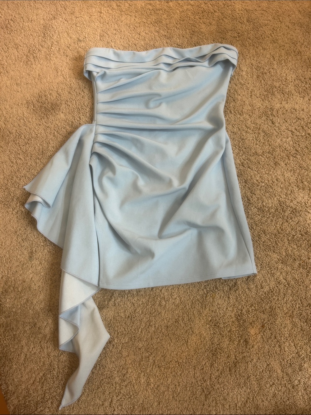 Lucy in the Sky Strapless Powder Blue Ruffle Mini Dress